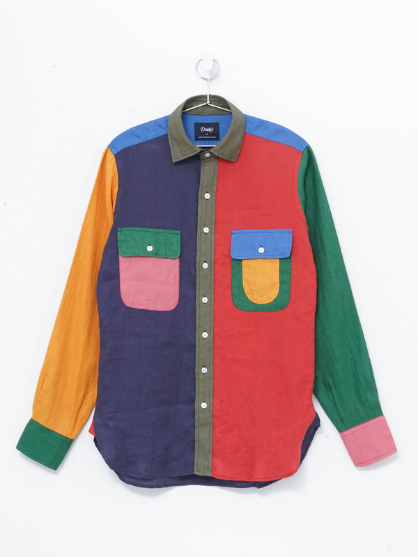 SOLID LINEN FUN SHIRT NAVY RED YELLOW GREEN